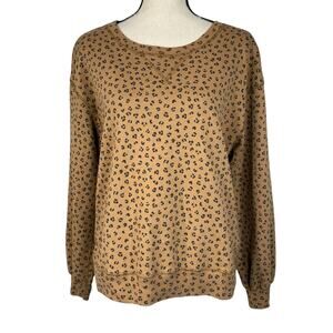 Abercrombie & Fitch Medium Sweatshirt Leopard Print Long Sleeve Crew Neck Brown